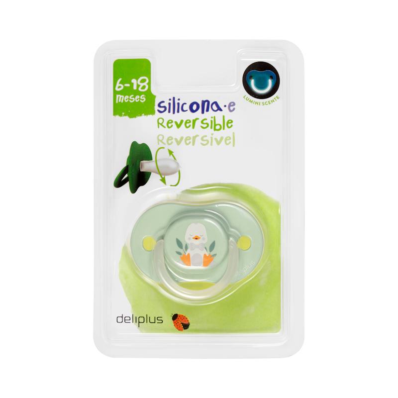 Sucette silicone réversible Deliplus 6 à 18 mois phosphorescente
