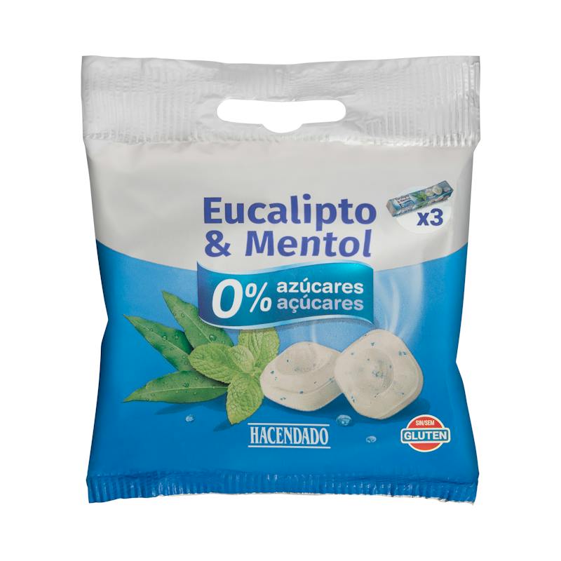Bonbons saveur eucalyptus et menthol Hacendado 0 % sucres