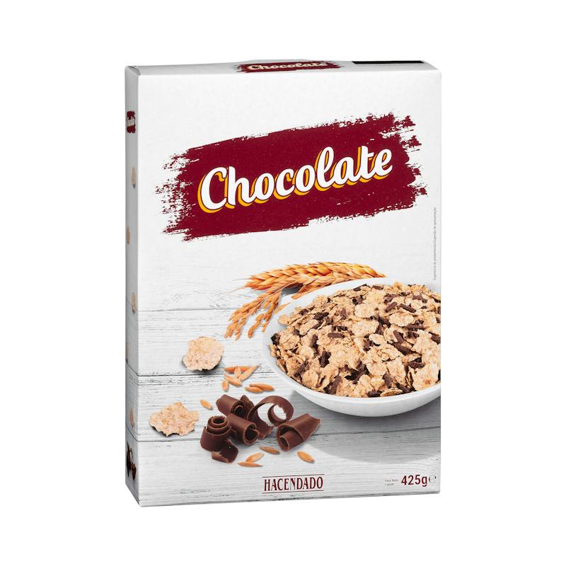 Céréales pétales grillés de blé complet et riz au chocolat Hacendado
