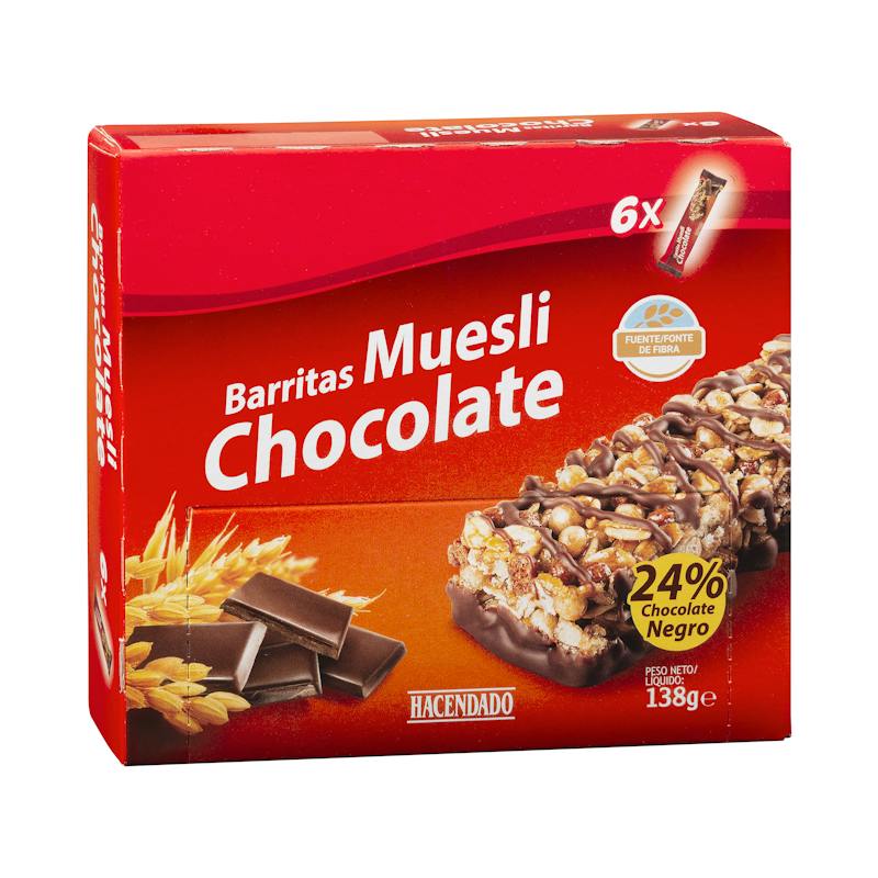 Barres de céréales muesli et chocolat Hacendado
