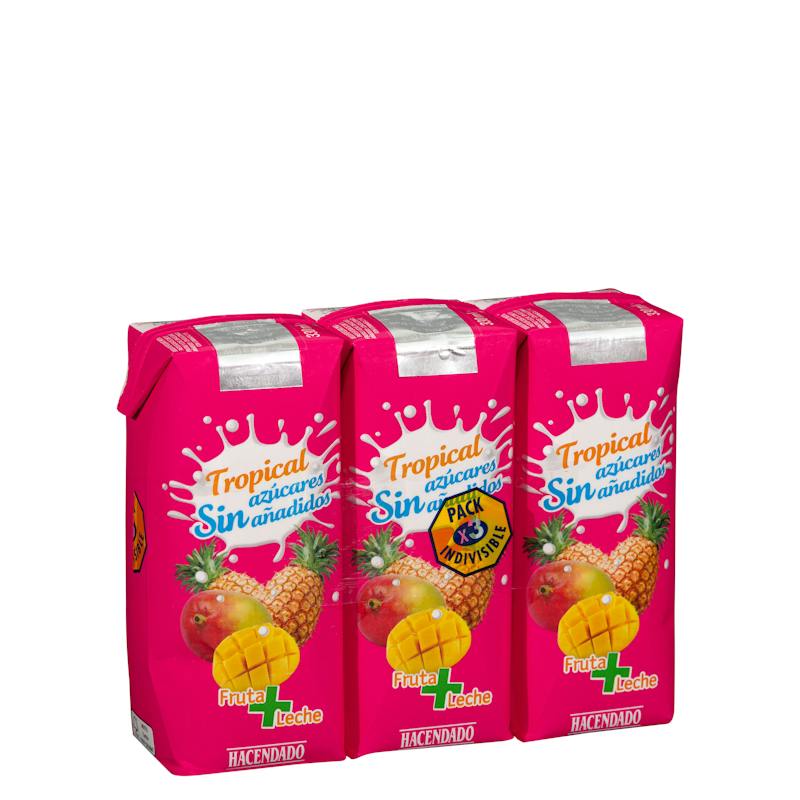 Boisson fruits + lait tropical Hacendado sans sucres ajoutés