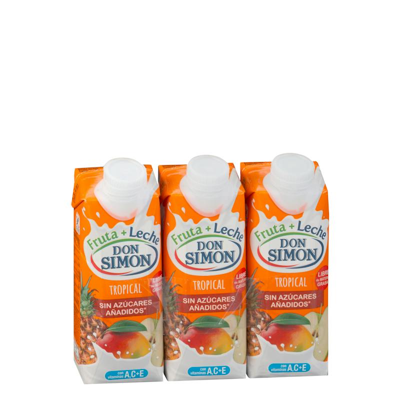 Boisson fruits + lait tropical Don Simón sans sucres ajoutés et 0 % matières grasses