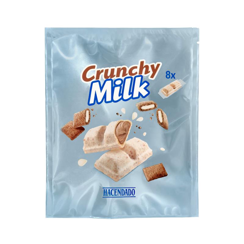 Barres croustillantes Crunchy Milk Hacendado fourrées céréales et chocolat au lait