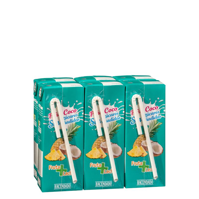 Boisson fruits + lait ananas et coco Hacendado sans sucres ajoutés