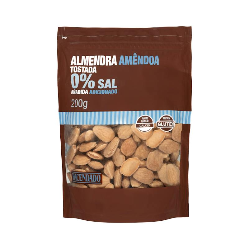 Amandes grillées 0 % sel ajouté mondées Hacendado