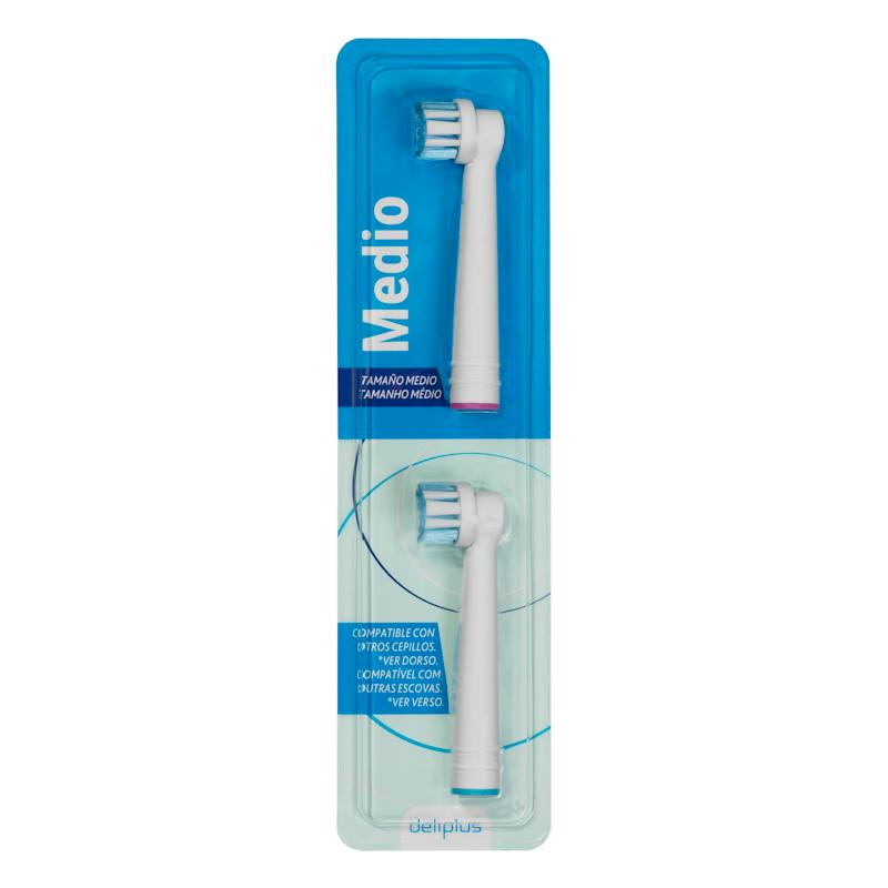 Brossettes de rechange brosse à dents électrique Deliplus taille moyenne