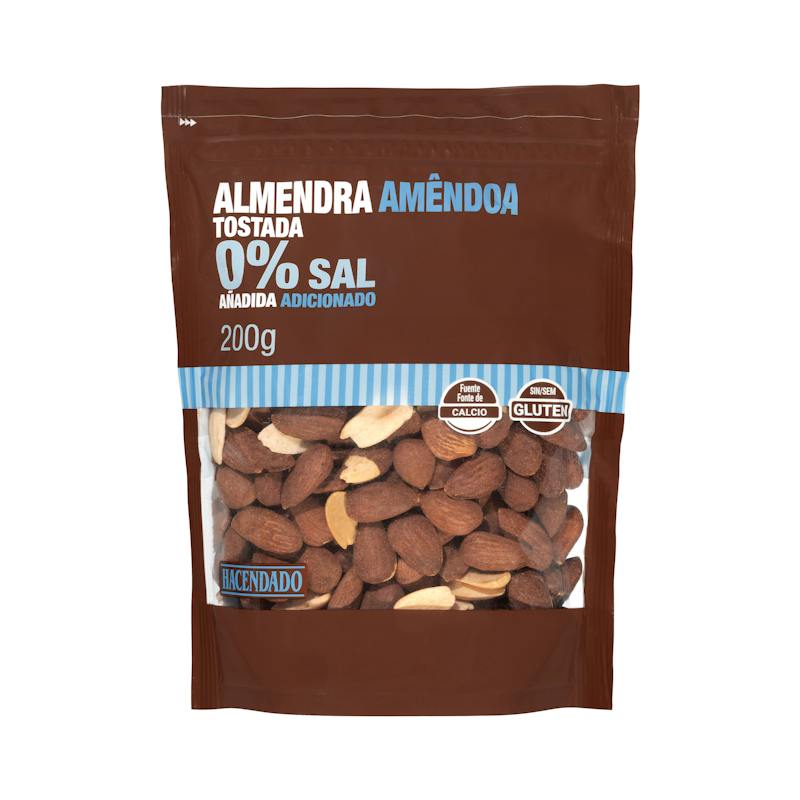 Amandes grillées 0 % sel ajouté avec peau Hacendado