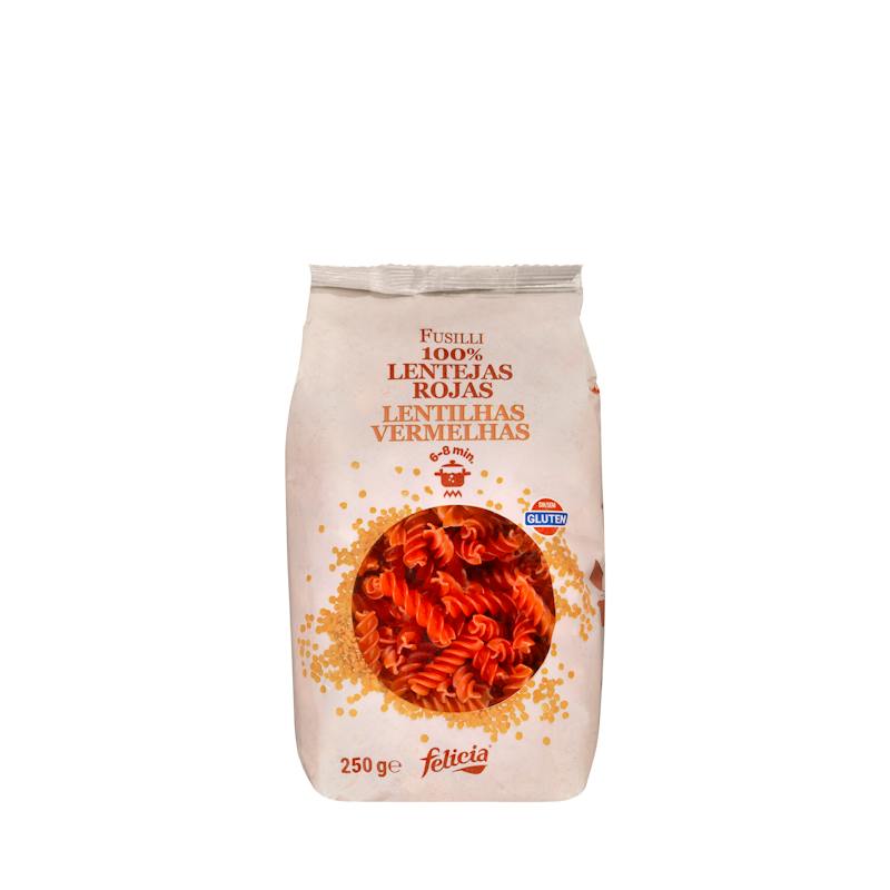 Pâtes fusilli 100 % lentilles corail Felicia