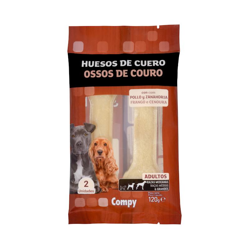 Os en cuir au poulet et carotte chien adulte Compy