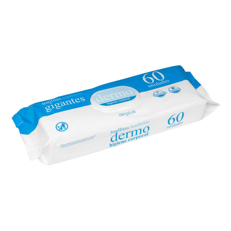 Lingettes Dermo hygiène corporelle Deliplus format géant